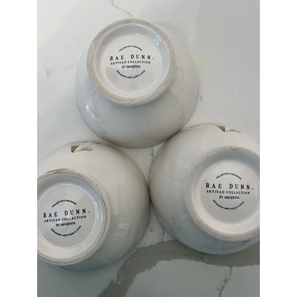 Rae Dunn Magenta "Mint Chocolate Chip" 5.5 " Ceramic Ice Cream Bowls-Set of 3 - Picture 5 of 5